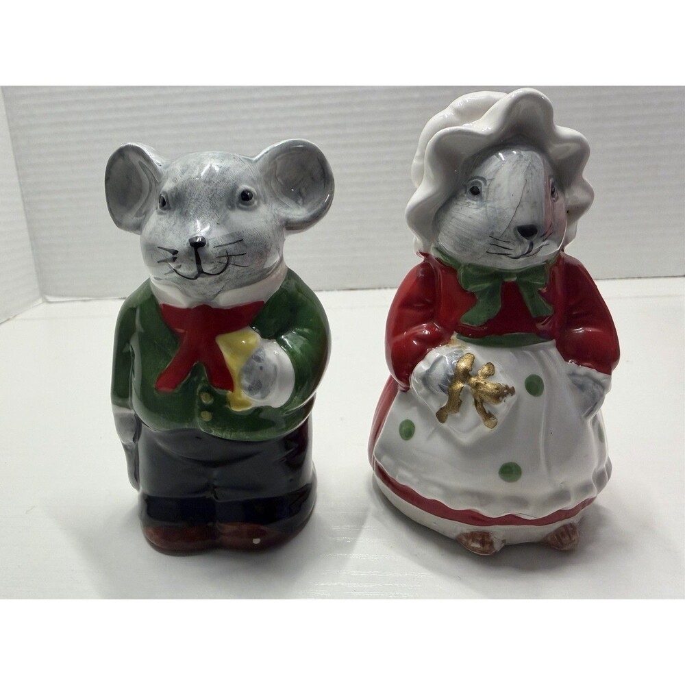 Cosmos Gifts Christmas Mouse Couple Salt and Pepper Shaker Set PLEASE READ DESCR